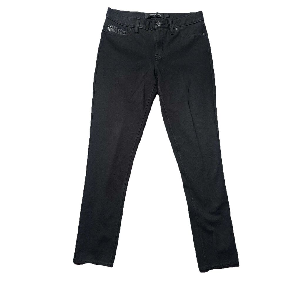 Calvin Klein Jeans Womens 6 Skinny Ankle Pants Black Stretch Knit Casual EUC